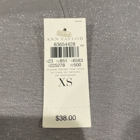 NWT Ann Taylor Silver Sparkly Long Sleeve - XS - Picture 3 of 3